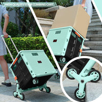 65L Collapsible Rolling Cart with Lid & Stair - Climbing Wheels - AxenBox