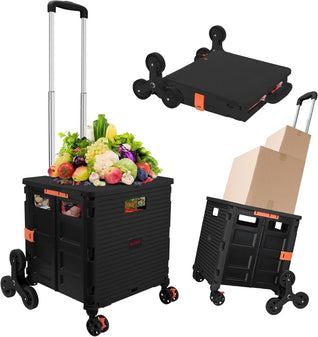 65L Collapsible Rolling Cart with Lid & Stair-Climbing Wheels