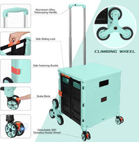 65L Collapsible Rolling Cart with Lid & Stair - Climbing Wheels - AxenBox