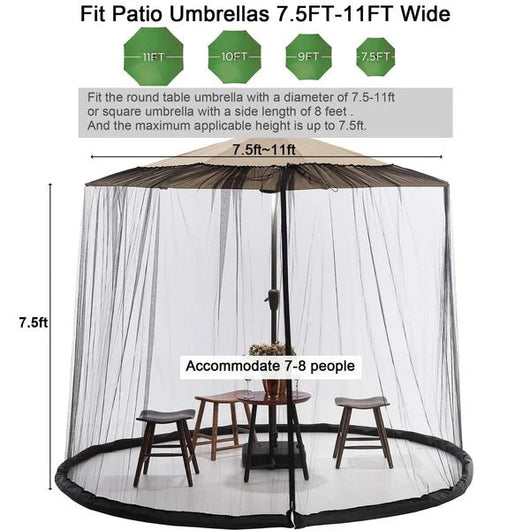 7.5 - 10 FT Patio Umbrella Mosquito Net, Gift For Camping Lovers - AxenBox