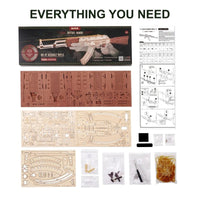 AK - 47 Assault Rifle Gun Wooden Replica Rubber Band Gun Model Kit, Toys Gift for Children - AxenBox