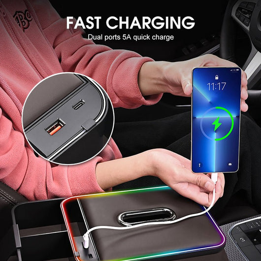 Armrest Storage Box with LED Ambient Lighting - AxenBox