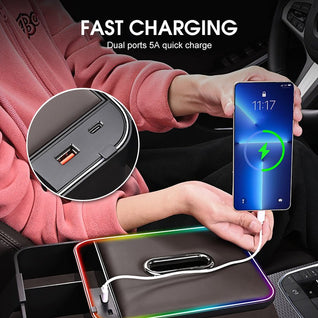 Armrest Storage Box with LED Ambient Lighting