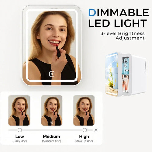 BeautyCool デュアル温度スキンケア冷蔵庫 LEDミラー付き 家庭用＆車載用