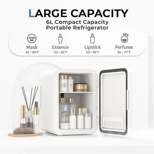 BeautyCool デュアル温度スキンケア冷蔵庫 LEDミラー付き 家庭用＆車載用