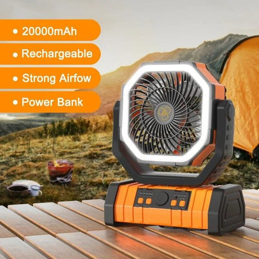 Camping Fan - Powered Fan Rechargeable with LED Lantern - AxenBox