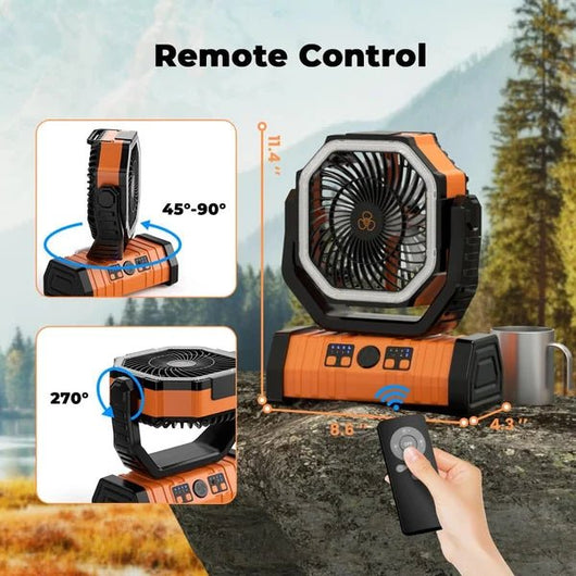 Camping Fan - Powered Fan Rechargeable with LED Lantern - AxenBox