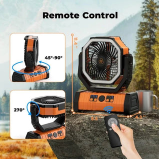 Camping Fan - Powered Fan Rechargeable with LED Lantern