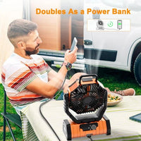 Camping Fan - Powered Fan Rechargeable with LED Lantern - AxenBox
