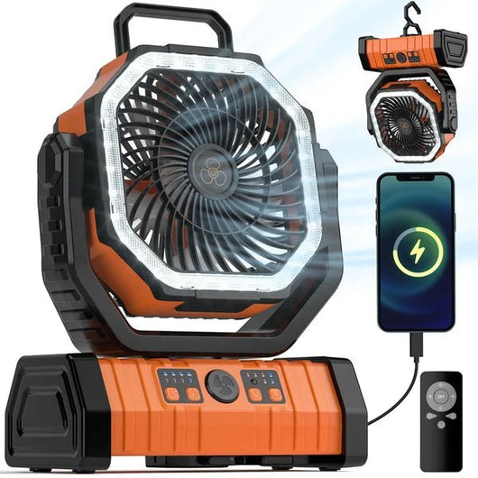 Camping Fan - Powered Fan Rechargeable with LED Lantern - AxenBox