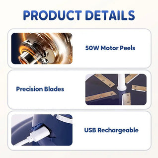 🍎Electric Fruit Peeler with USB 🔋 | 25 Second Peeling Time | Cordless & Quiet 🌿 | Easy Cleaning 💦