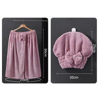 Extra - Large Soft Absorbent Elastic Bathrobe & Hair Drying Cap 2 - Piece Set - AxenBox