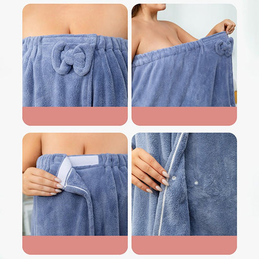 Extra - Large Soft Absorbent Elastic Bathrobe & Hair Drying Cap 2 - Piece Set - AxenBox