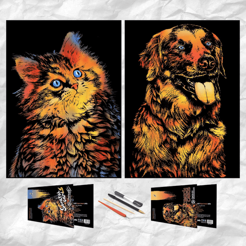 Scratch Art Painting Kits for Adults & Kids, Rainbow Painting Sketch Night View Scratchboard
